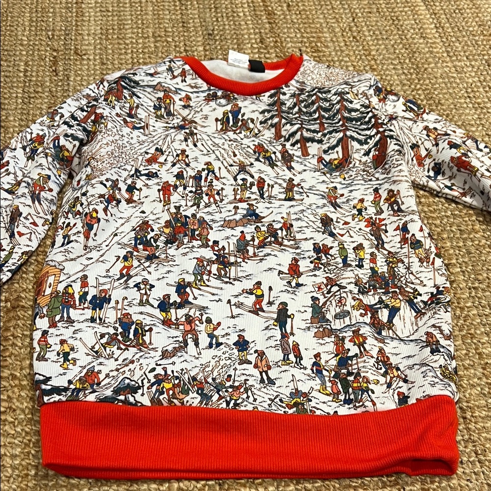 Where’s Waldo Red and White Graphic Sweater. Medium. Worn once